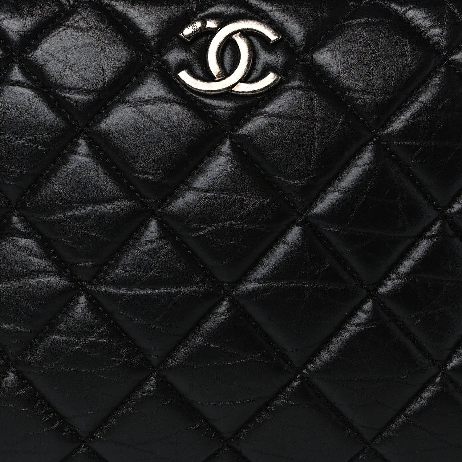 Chanel Aged Calfskin Small Bowling Bag Black 7 of 9