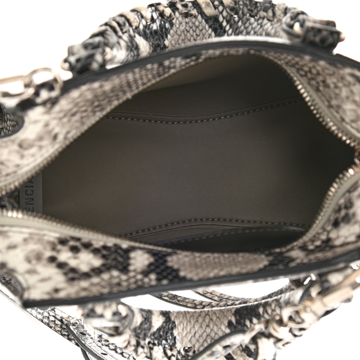 Grained Calfskin Snake Effect Neo Classic Silver Hardware Mini City Black White