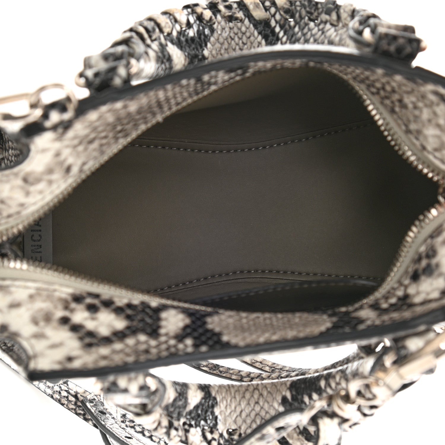 Balenciaga Grained Calfskin Snake Effect Neo Classic Silver Hardware Mini City Black White 5 of 7