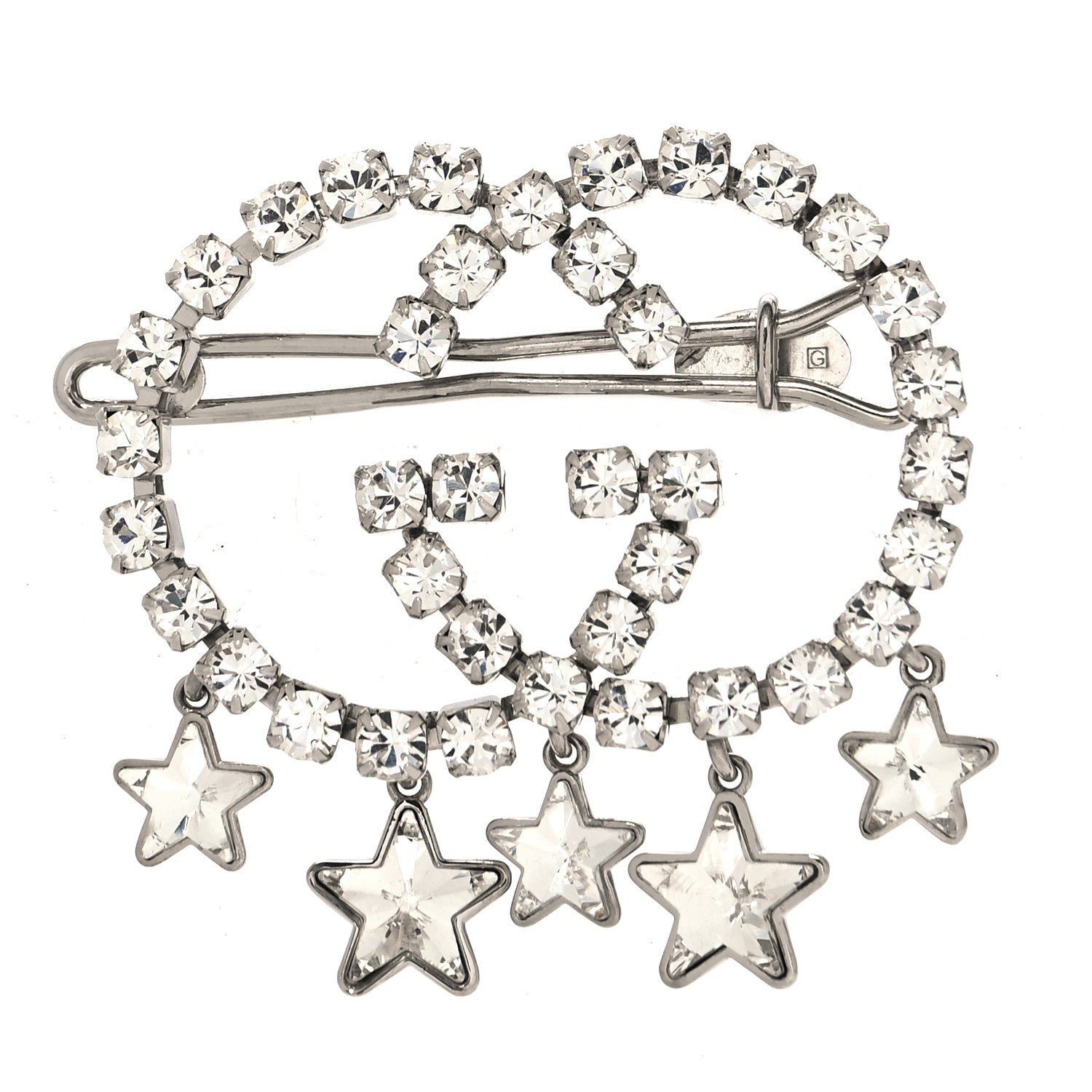 Gucci Crystal Interlocking G Star Hair Clip Silver 1 of 3