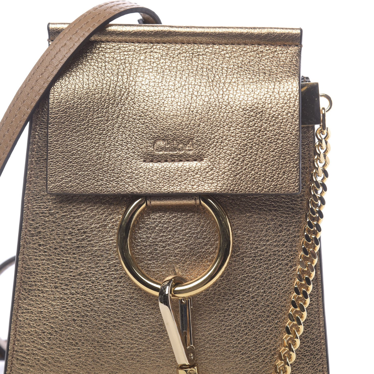 Metallic Calfskin Mini Faye Bracelet Bag Gold