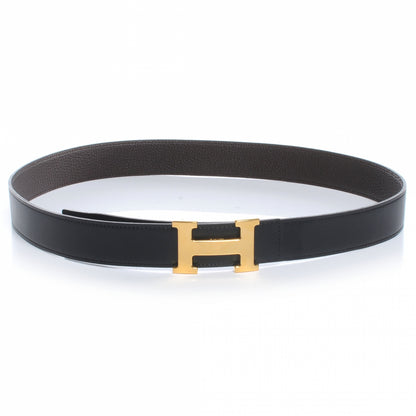 Hermes Togo Box Reversible Constance 32mm H Belt 90 Chocolate Noir 1 of 4