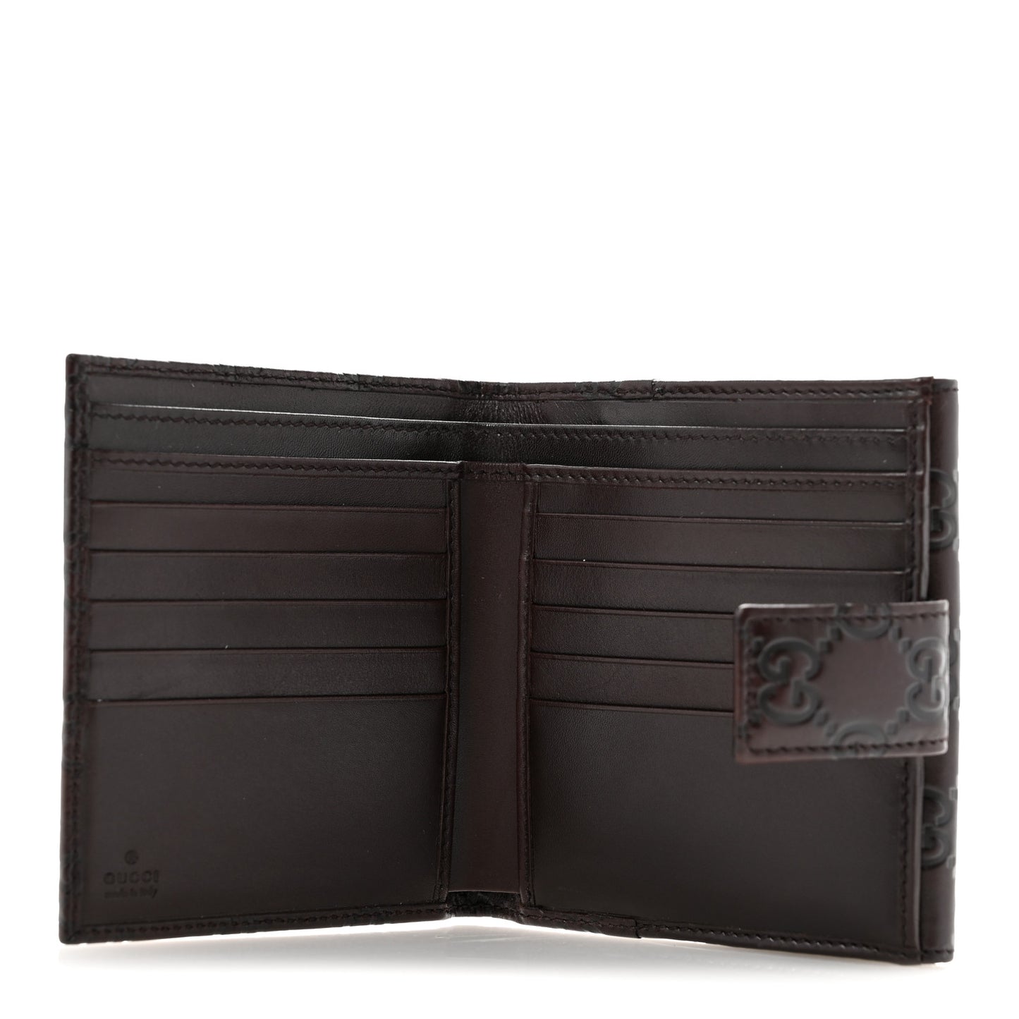 Guccissima Metal Bar French Flap Wallet Dark Chocolate