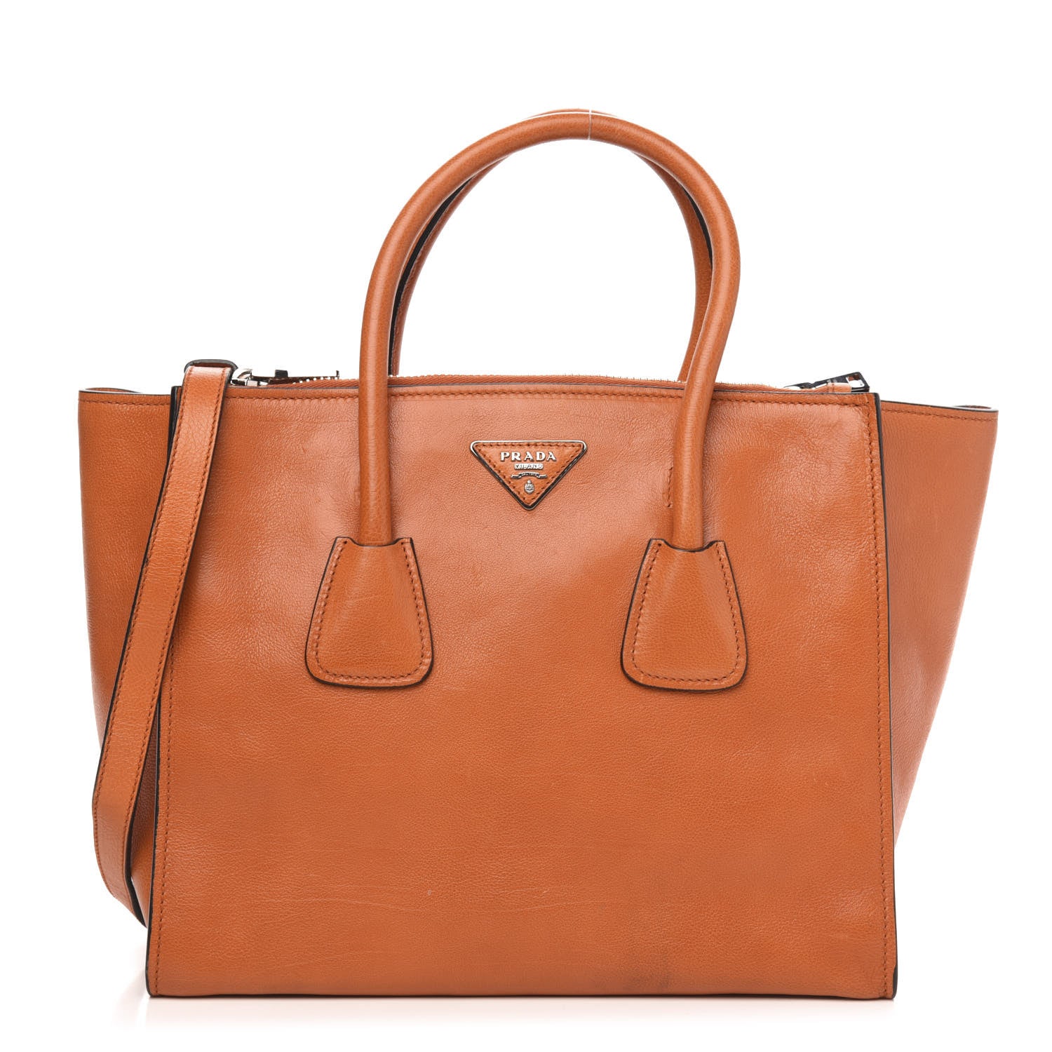 Prada Glace Calf Twin Pocket Tote Orange 1 of 10