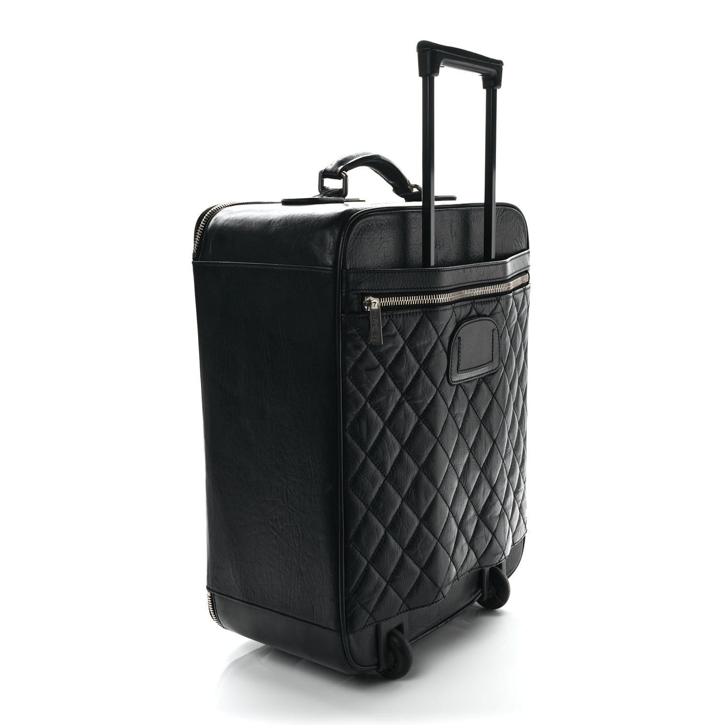Aged Calfskin Quilted Case Trolley Black