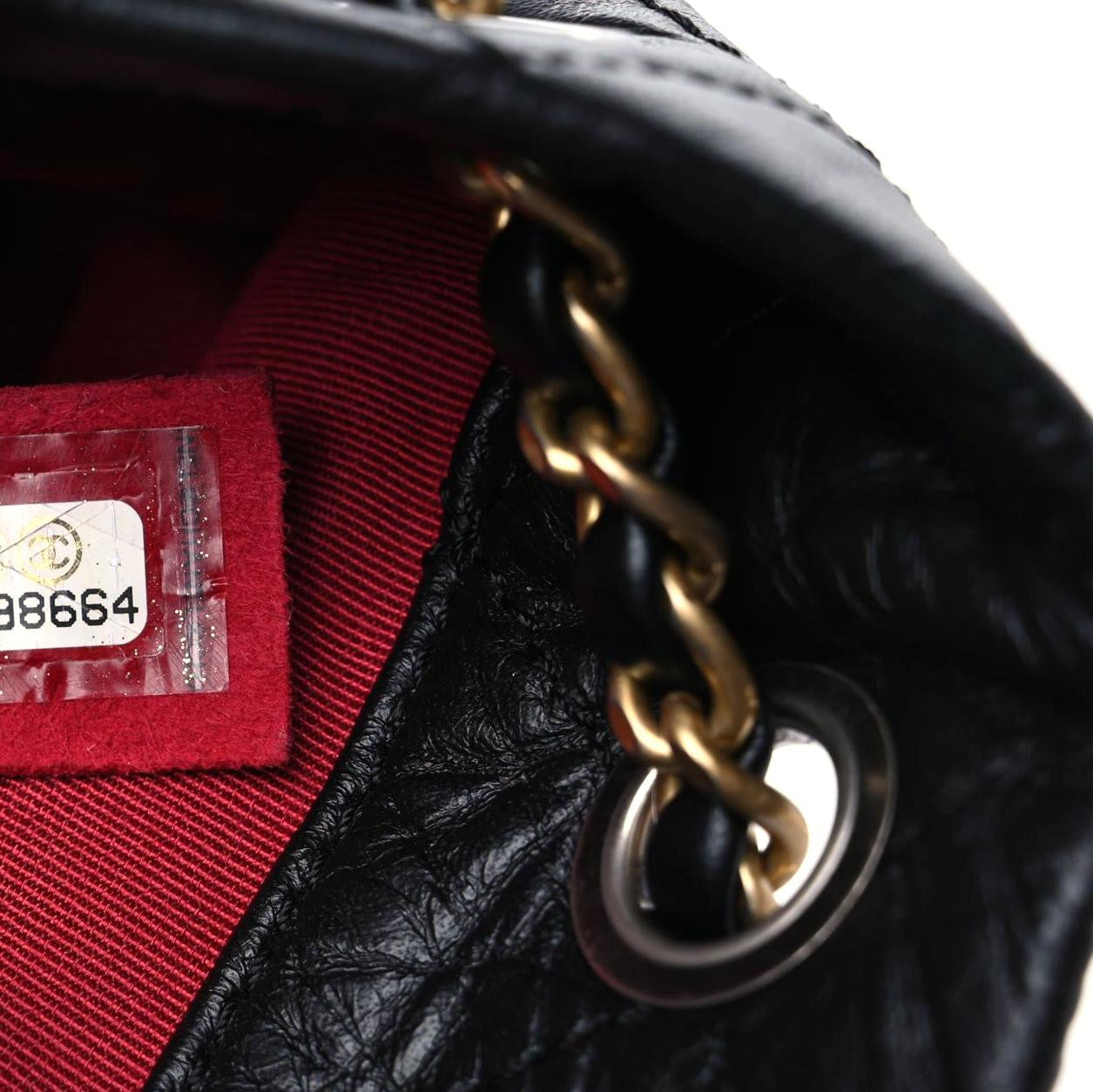 Aged Calfskin Quilted Gabrielle Backpack Black