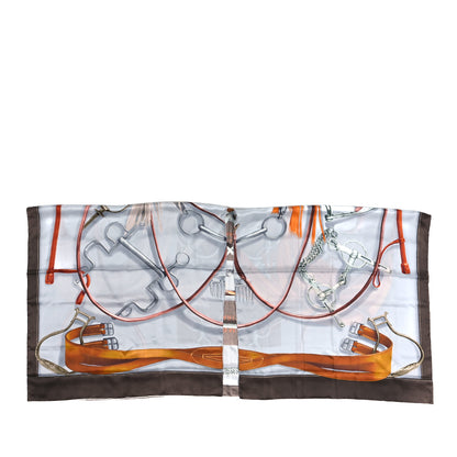 Hermes Silk Projets Carres Poncho Gris Perle Taupe Acajou 3 of 7