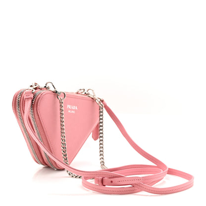 Prada Saffiano Mini Triangle Crossbody Pouch Petalo 3 of 12