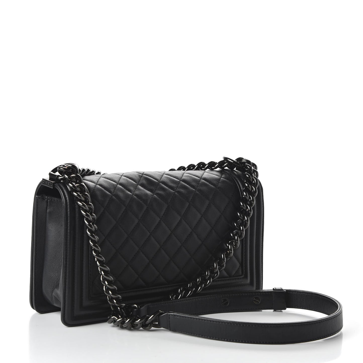 Calfskin Quilted Medium Boy Flap So Black