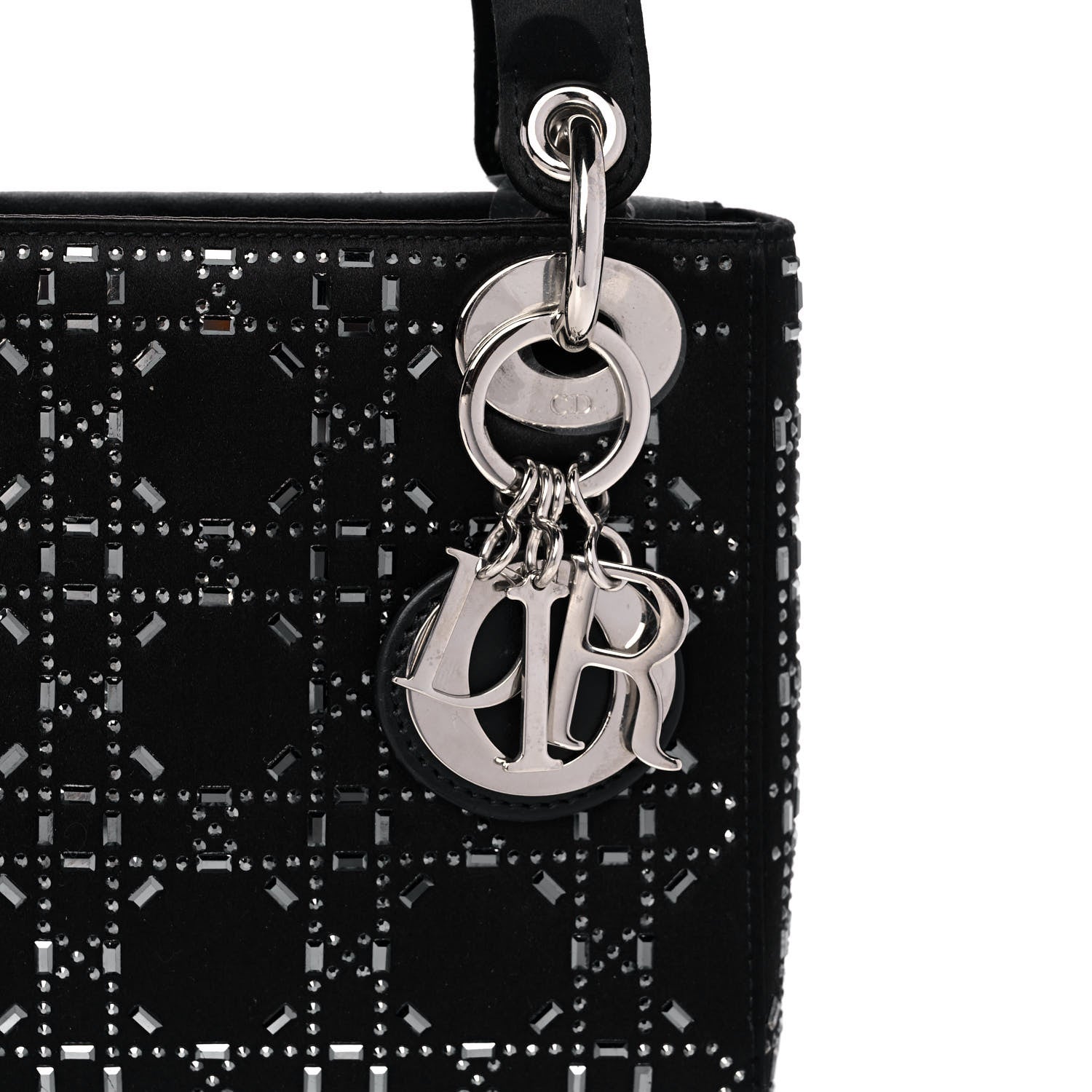 Christian Dior Satin Crystal Cannage Mini Lady Dior Black 10 of 12