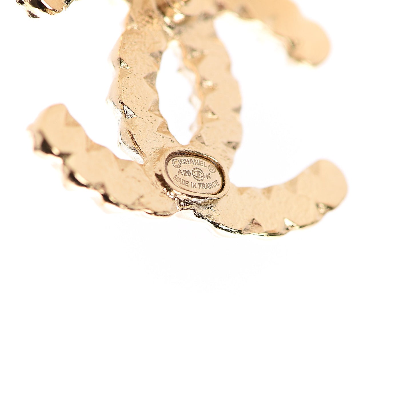 Resin Pearl Crystal CC Earrings Gold Black