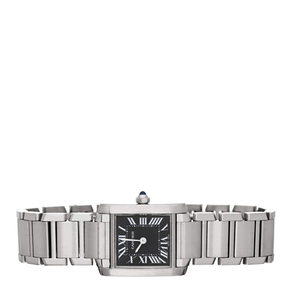 Cartier Stainless Steel 20mm Tank Francaise Quartz Watch Black 2 of 4