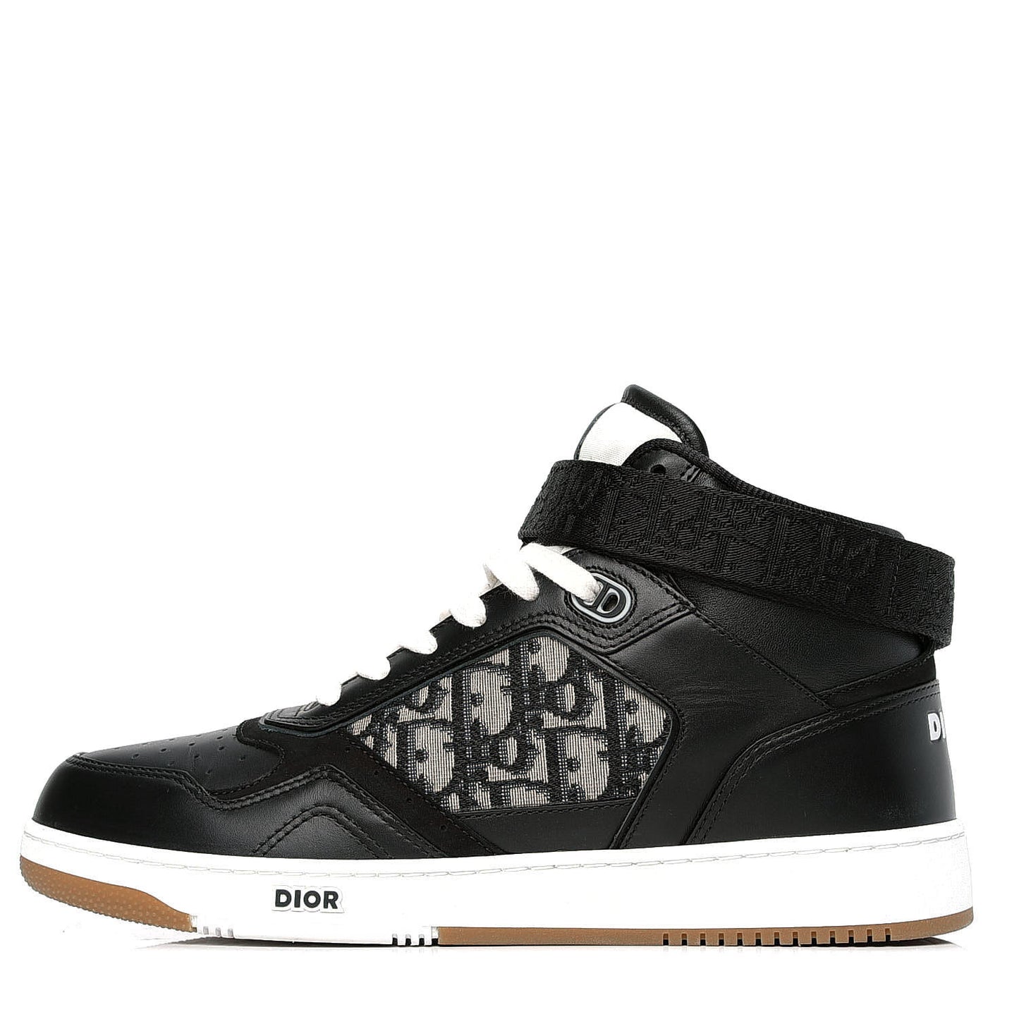 Smooth Calfskin Jacquard Oblique Mens B27 Mid Top Sneakers 42 Black Blue