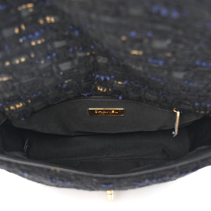 Chanel Tweed Quilted Medium Chanel 19 Flap Black Navy Gold 5 of 11