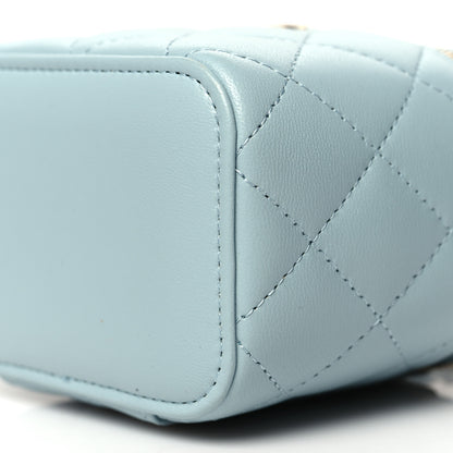 Chanel Lambskin Quilted Top Handle Mini Vanity Case With Chain Light Blue 11 of 12