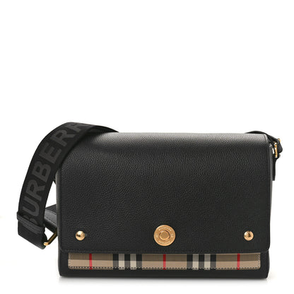 Burberry Grainy Calfskin Vintage Check Note Crossbody Bag Black 1 of 8