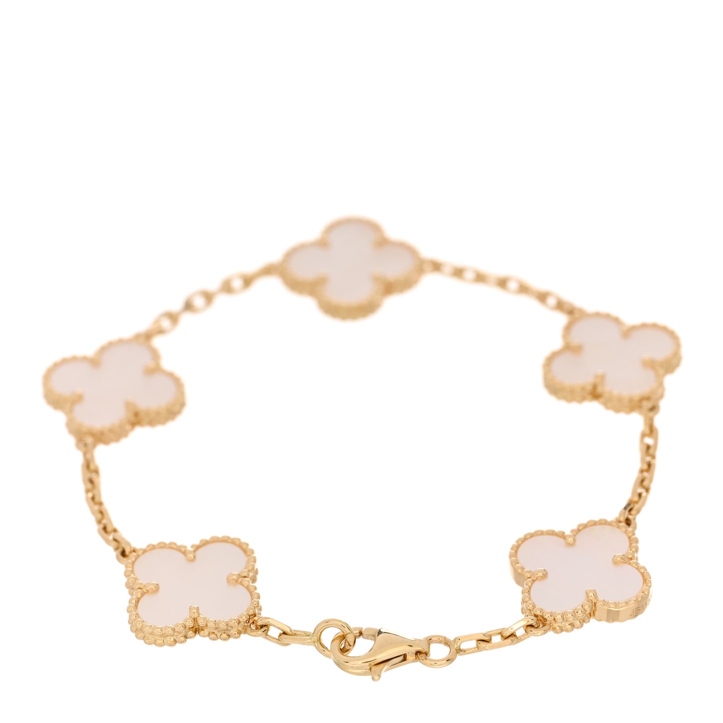 18K Yellow Gold Mother of Pearl 5 Motifs Vintage Alhambra Bracelet