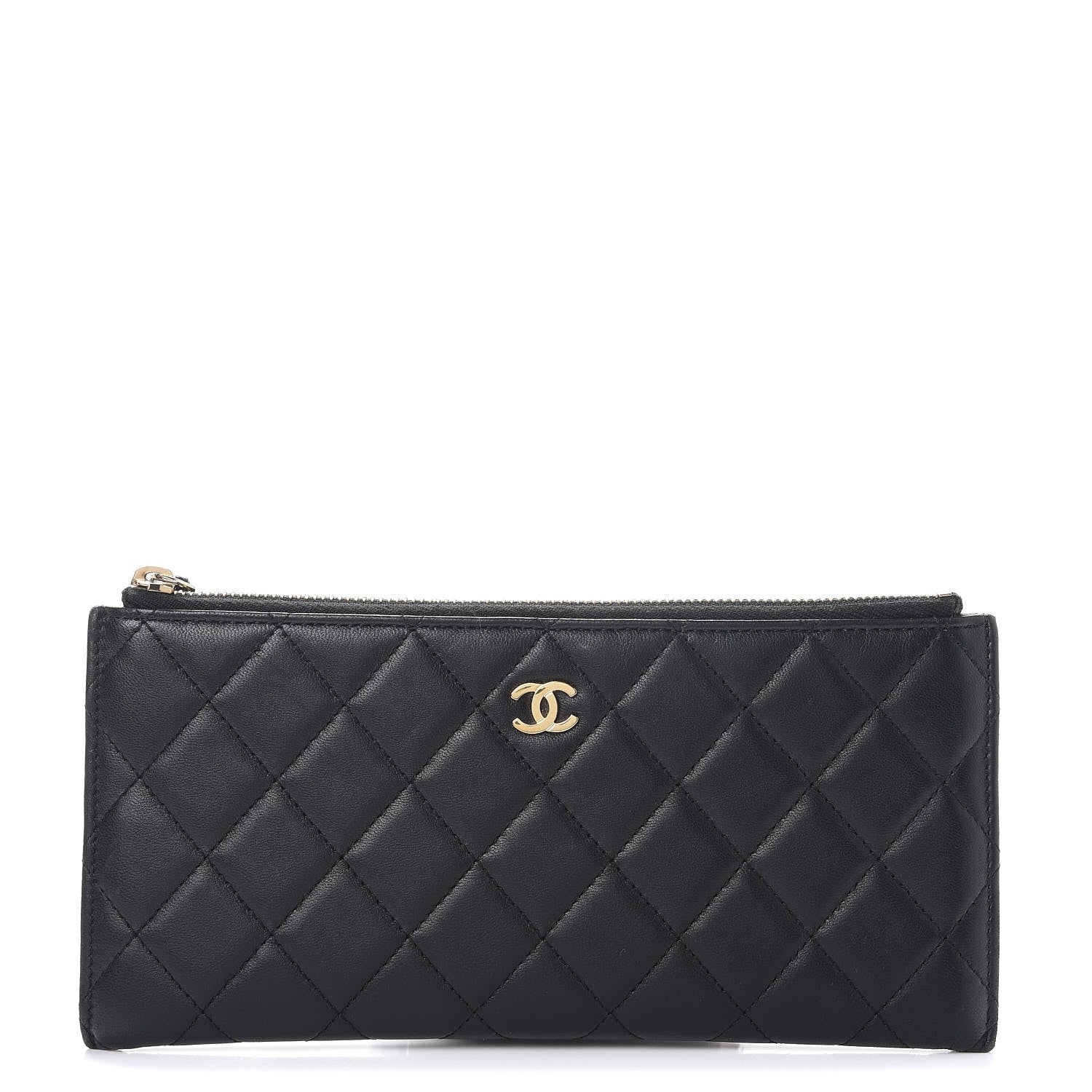 Chanel Lambskin Quilted Zip Pouch Black 1 of 10
