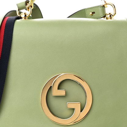 Gucci Roxy Calfskin Web Medium Blondie Top Handle Shoulder Flap Bag Salamander Green 7 of 9