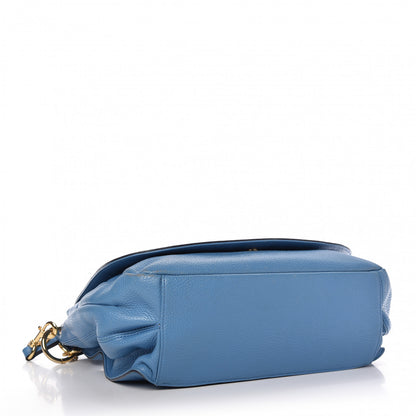 MCM Calfskin Studded Shoulder Bag Blue 4 of 12