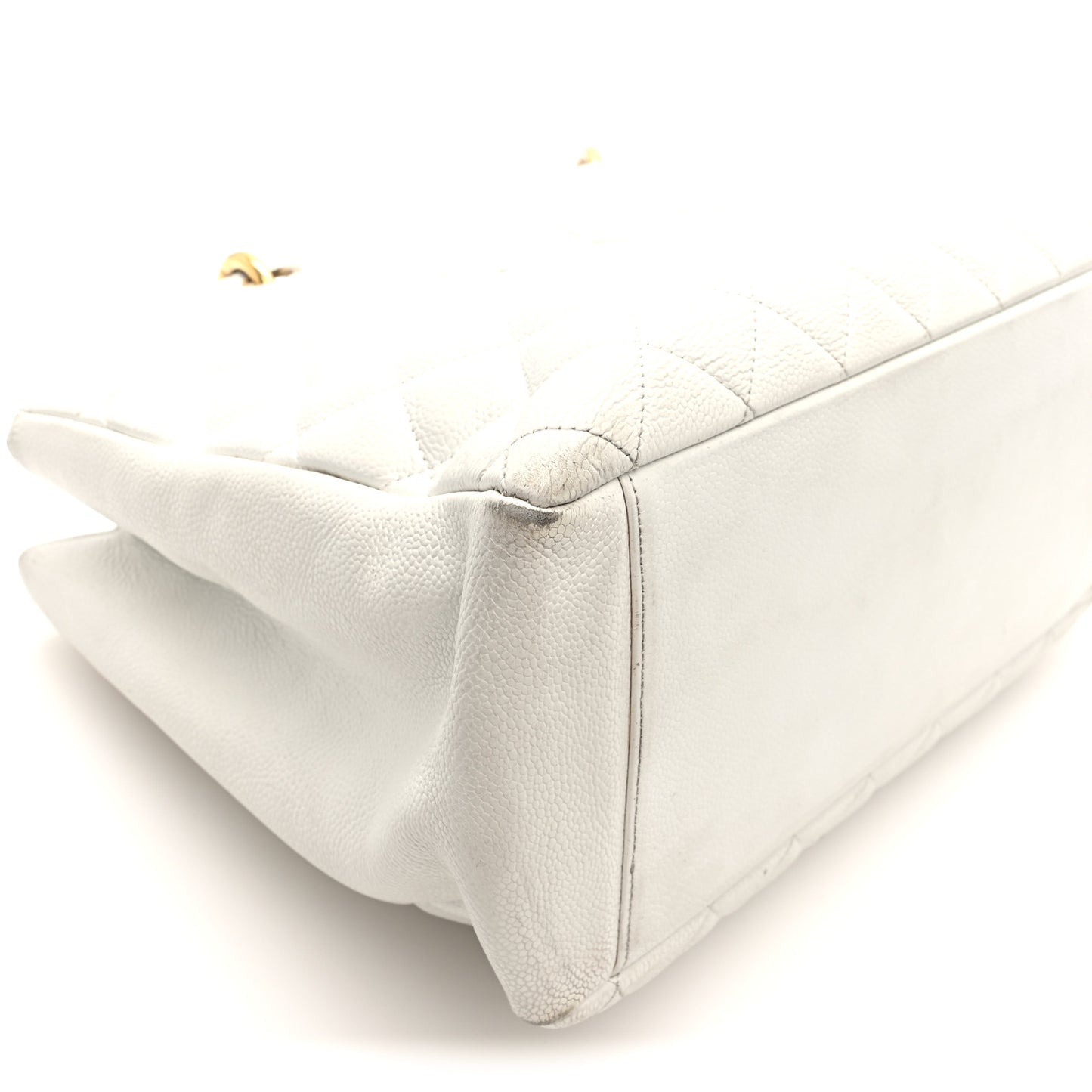 Caviar Quilted Grand Shopping Tote GST White