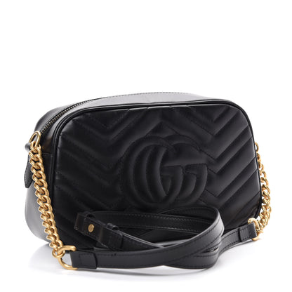 Gucci Calfskin Matelasse Small GG Marmont Chain Shoulder Bag Black 3 of 10
