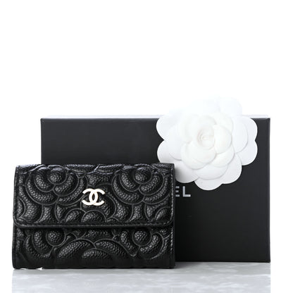Chanel Caviar Camellia Embossed Card Holder Wallet Black 9 of 9