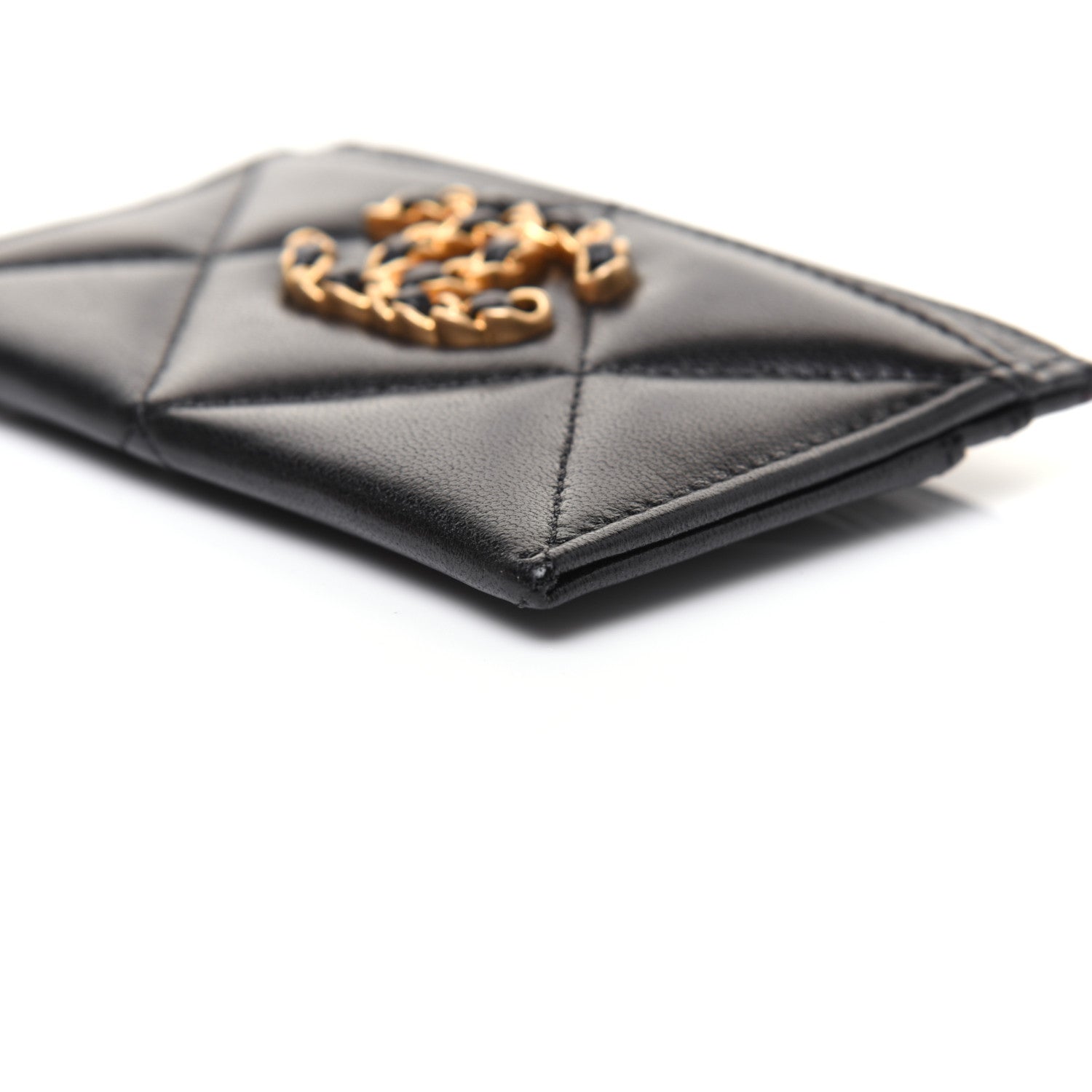 Chanel Lambskin Quilted Chanel 19 Card Holder Black 7 of 14