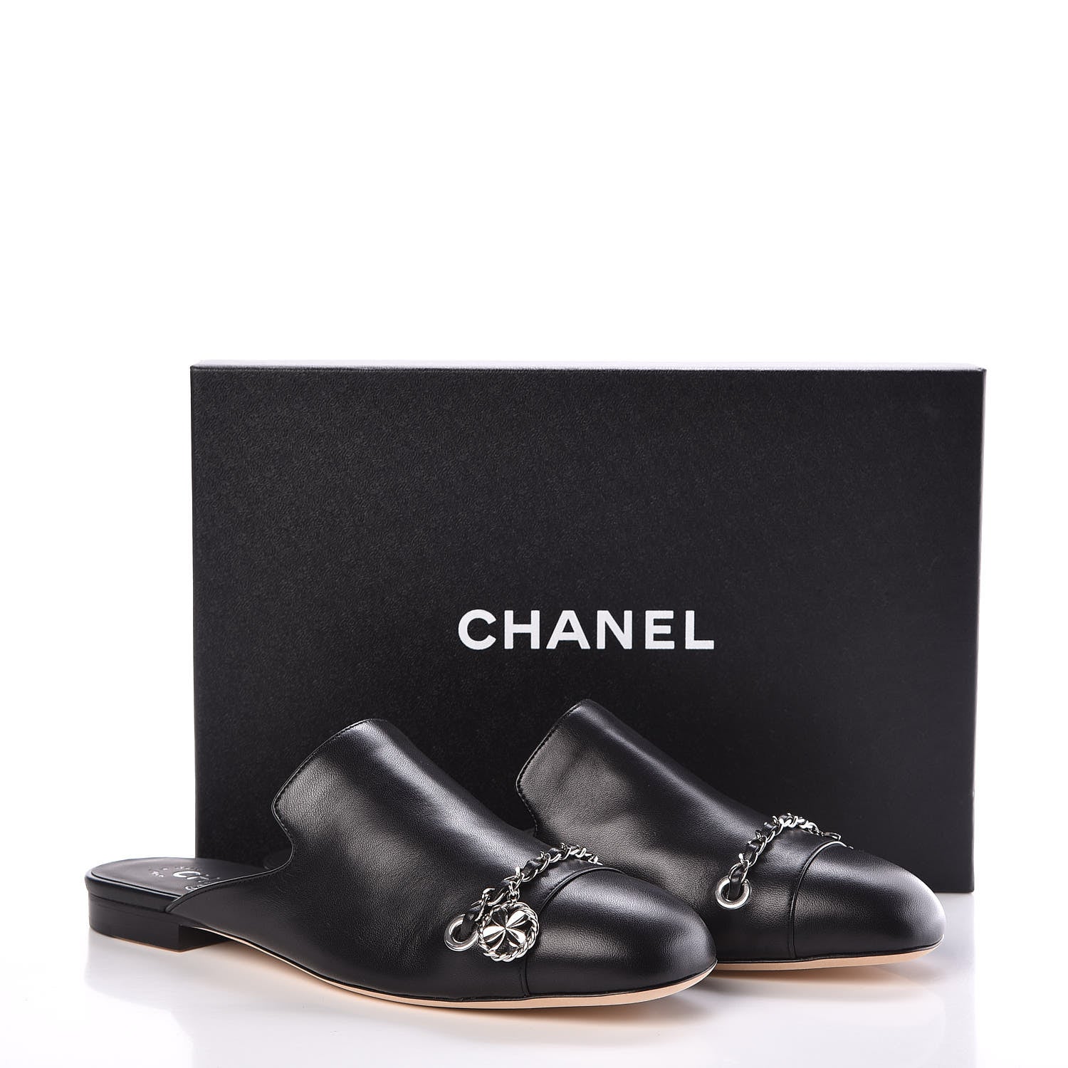 Chanel Lambskin Chain CC Mules 39.5 Black 7 of 7