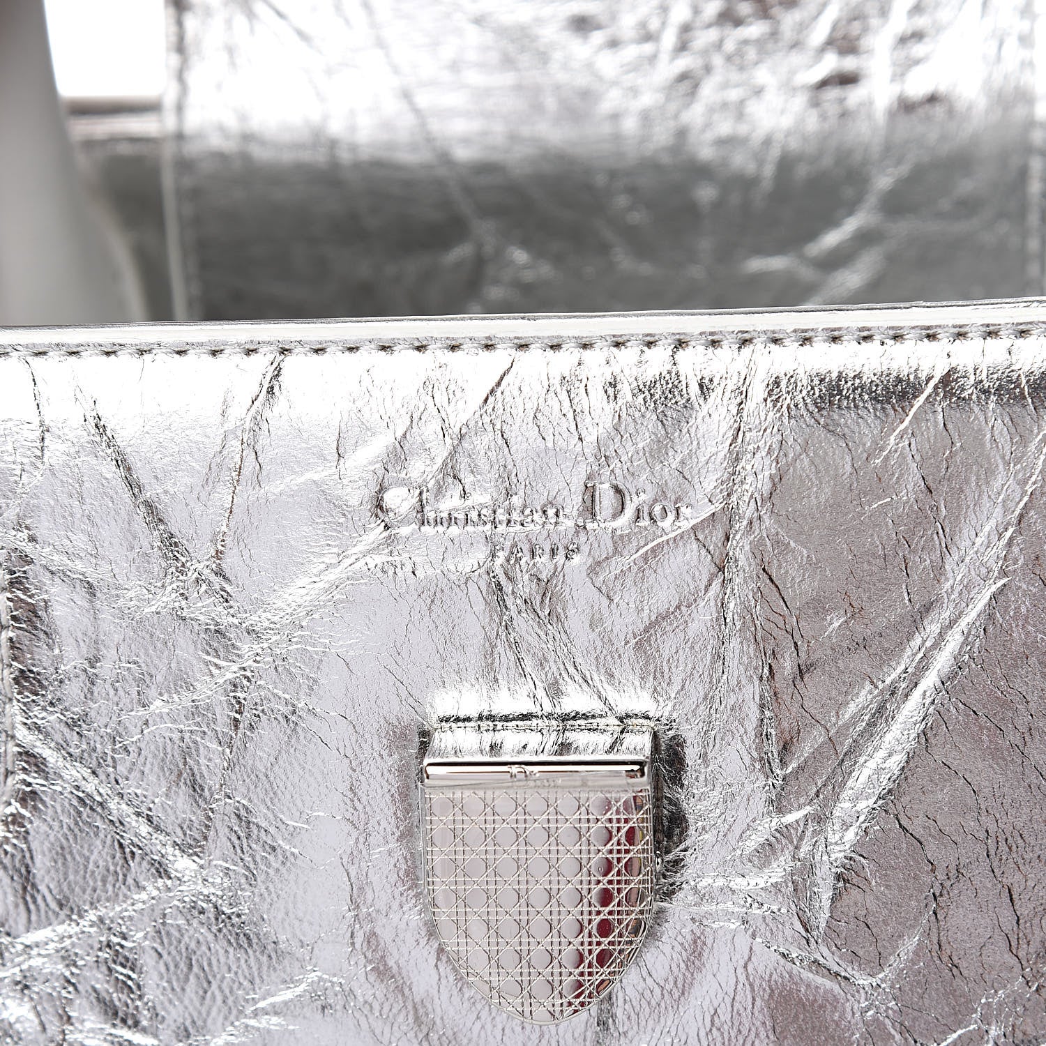 Christian Dior Metallic Calfskin Medium Diorever Flap Silver 6 of 10