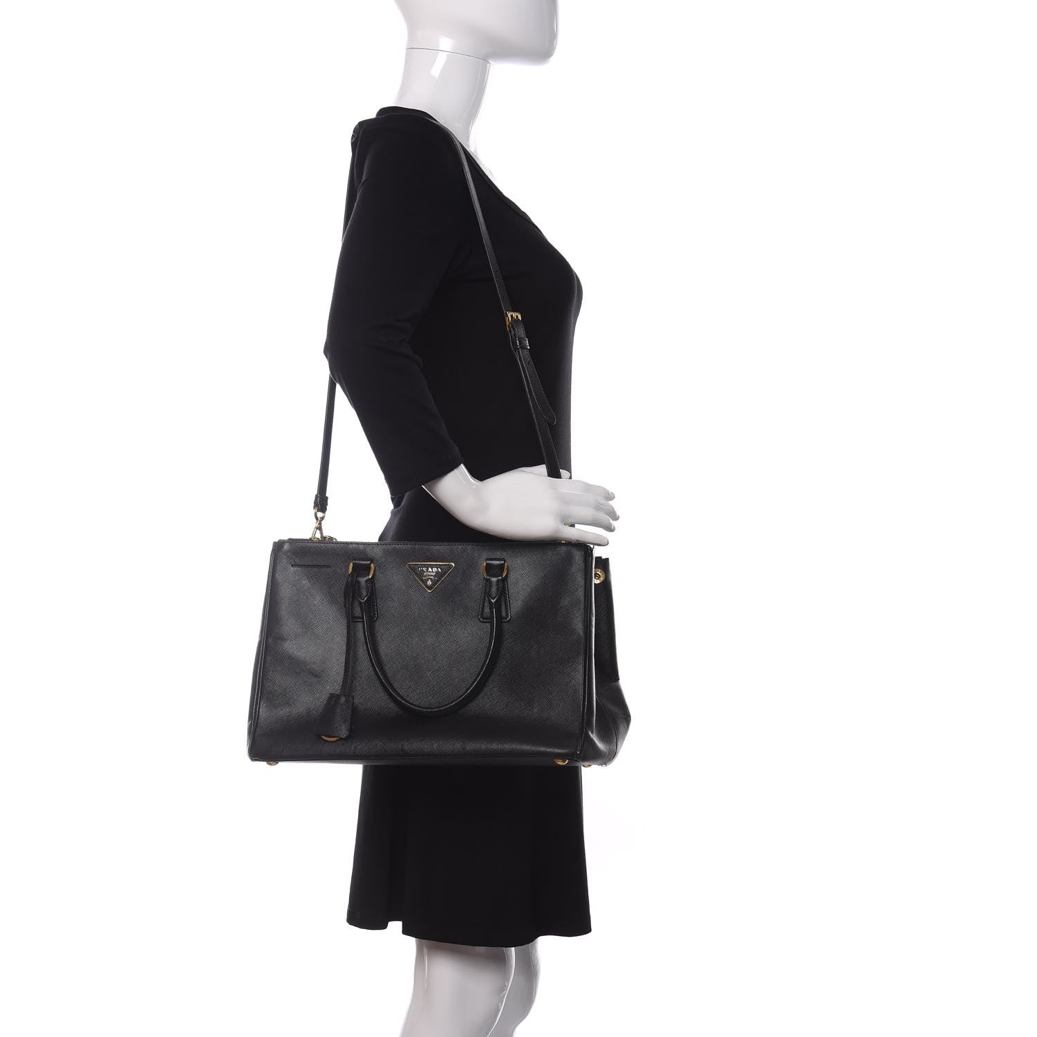 Prada Saffiano Large Galleria Double Zip Tote Black 2 of 9