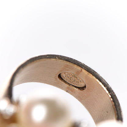 Chanel Crystal Pearl CC Ring 6.5 Gold 5 of 5