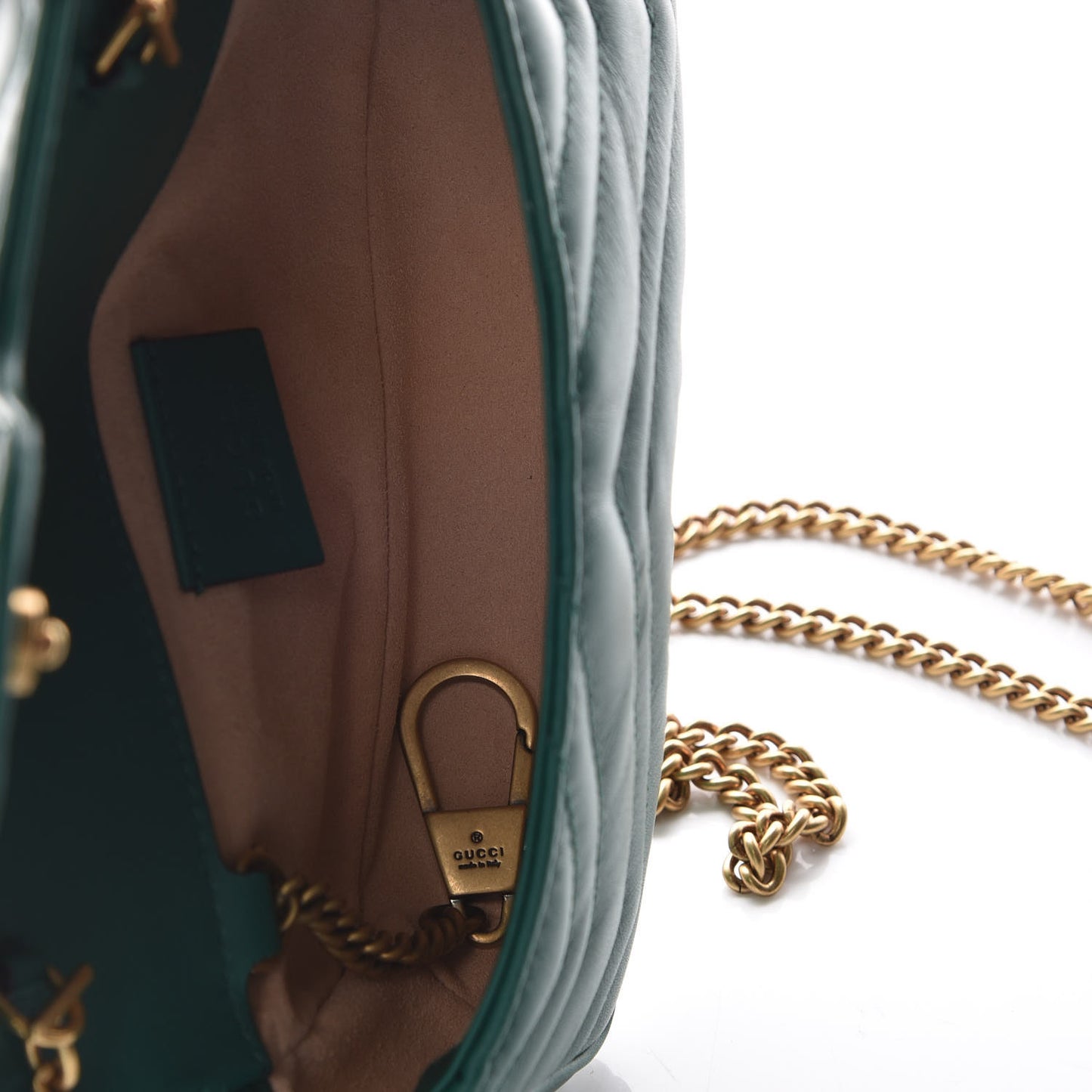 Calfskin Matelasse Super Mini GG Marmont Shoulder Bag Emerald Green