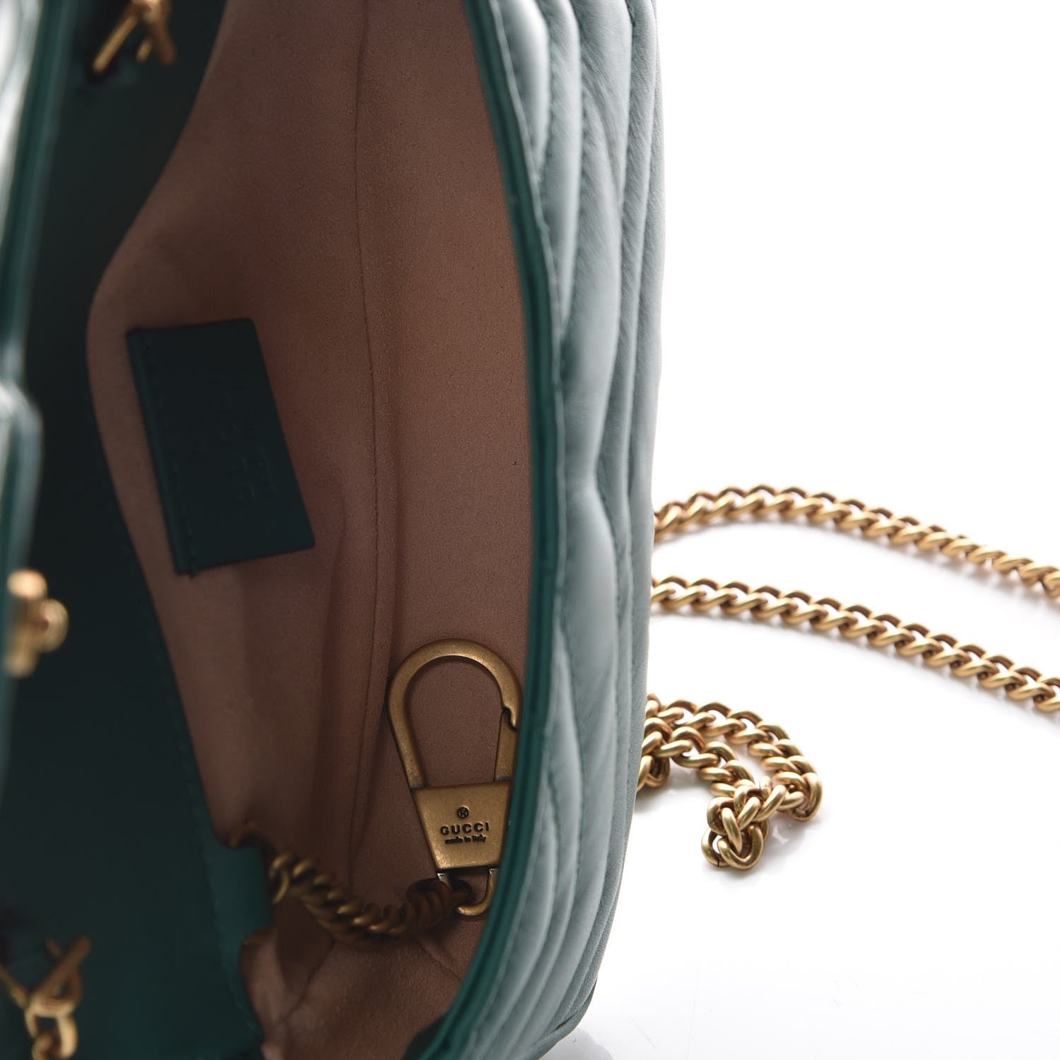 Gucci Calfskin Matelasse Super Mini GG Marmont Shoulder Bag Emerald Green 5 of 9