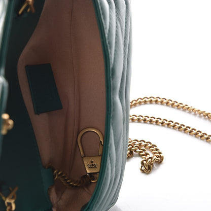 Gucci Calfskin Matelasse Super Mini GG Marmont Shoulder Bag Emerald Green 5 of 9