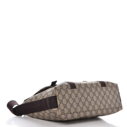 Gucci GG Plus Monogram Large Double Buckle Flap Messenger Bag Beige Dark Brown 4 of 9
