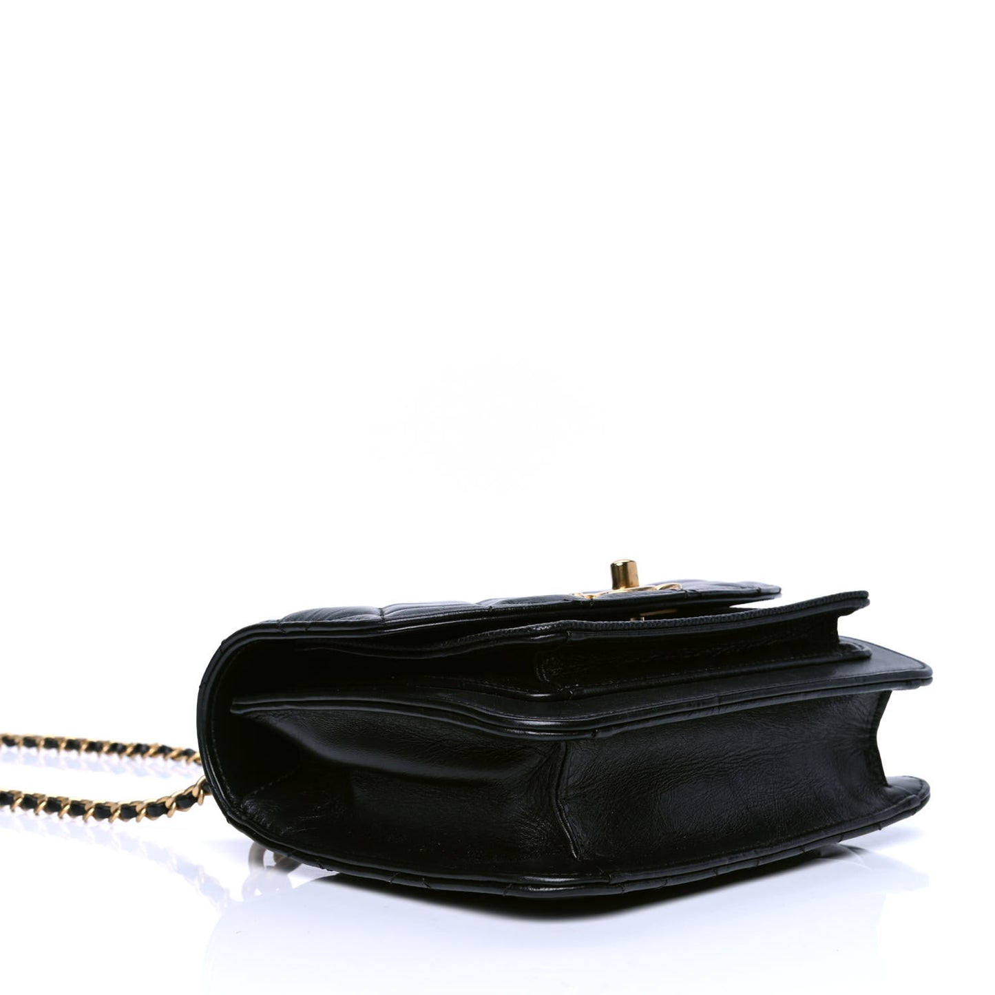 Calfskin Caviar Quilted Mini Chain Handle Flap Black
