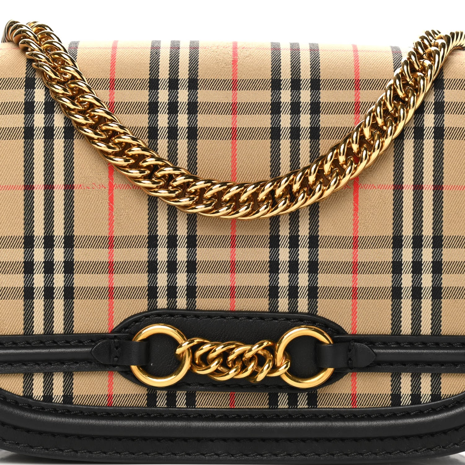 Burberry Smooth Calfskin 1983 Knight Check Link Shoulder Bag Black 8 of 14