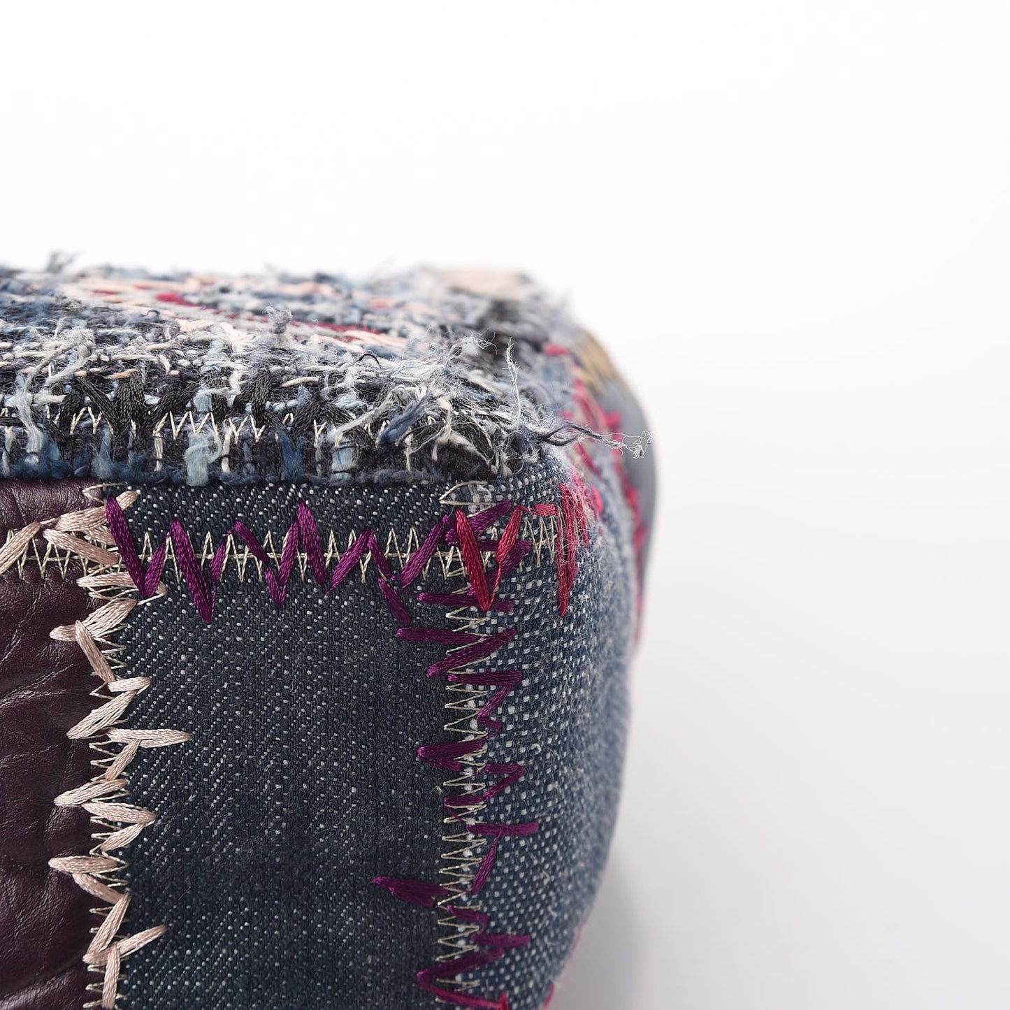 Denim Tweed Patchwork Jumbo Single Flap Multicolor