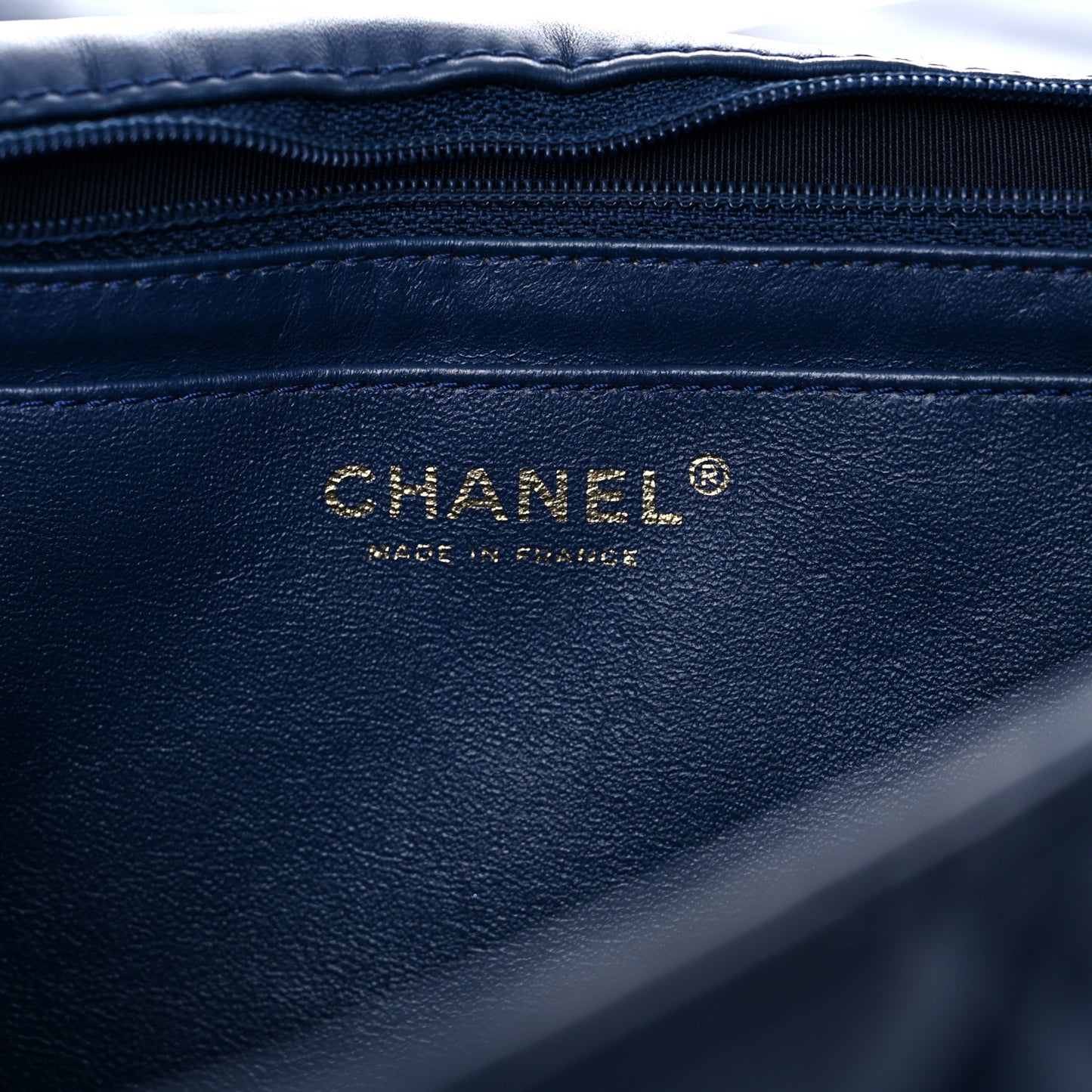 Lambskin Quilted Maxi Single Flap Dark Blue