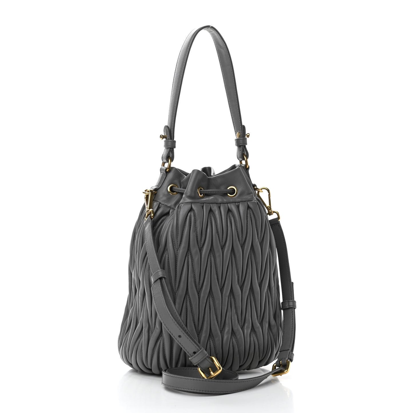 Nappa Matelasse Small Bucket Bag Marmo