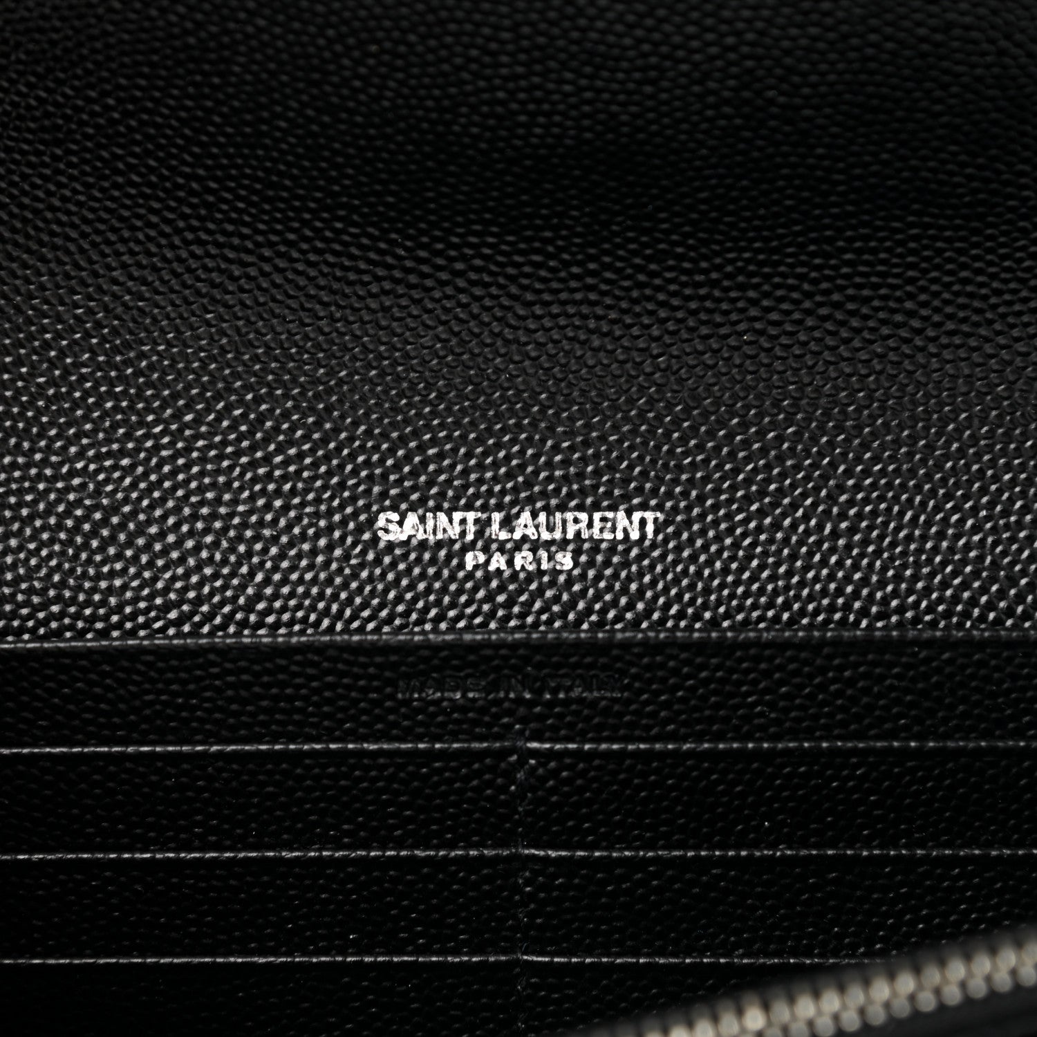 Saint Laurent Grain De Poudre Matelasse Chevron Monogram Flap Wallet Black 6 of 8