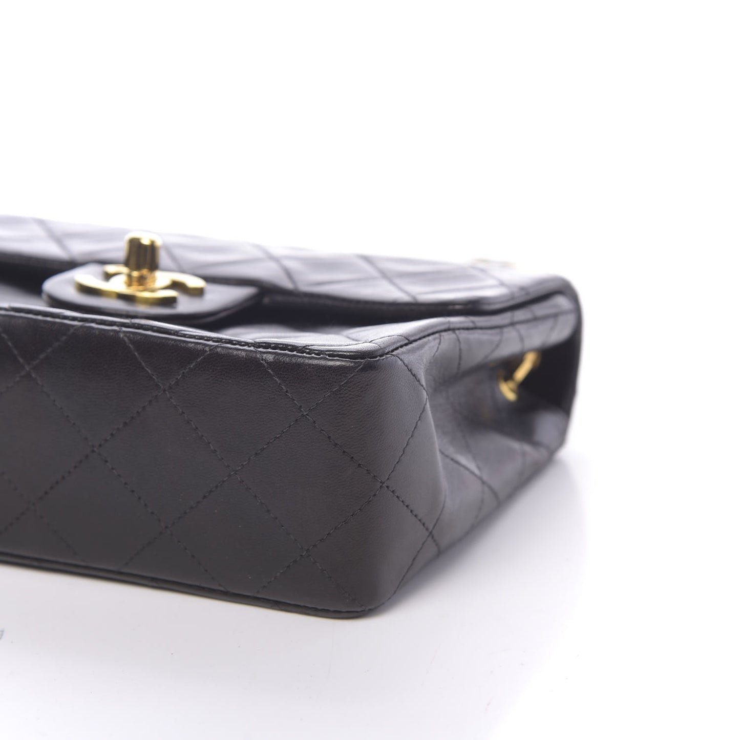 Lambskin Quilted Mini Square Flap Black