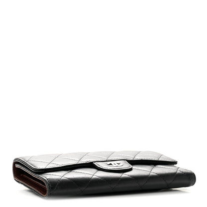 Chanel Lambskin Quilted Large Gusset Flap Wallet Black 4 of 10
