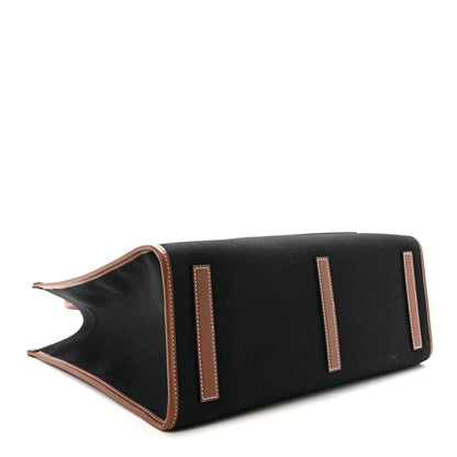 Burberry Canvas Smooth Calfskin Medium Two Tone Freya Tote Black Tan 4 of 9
