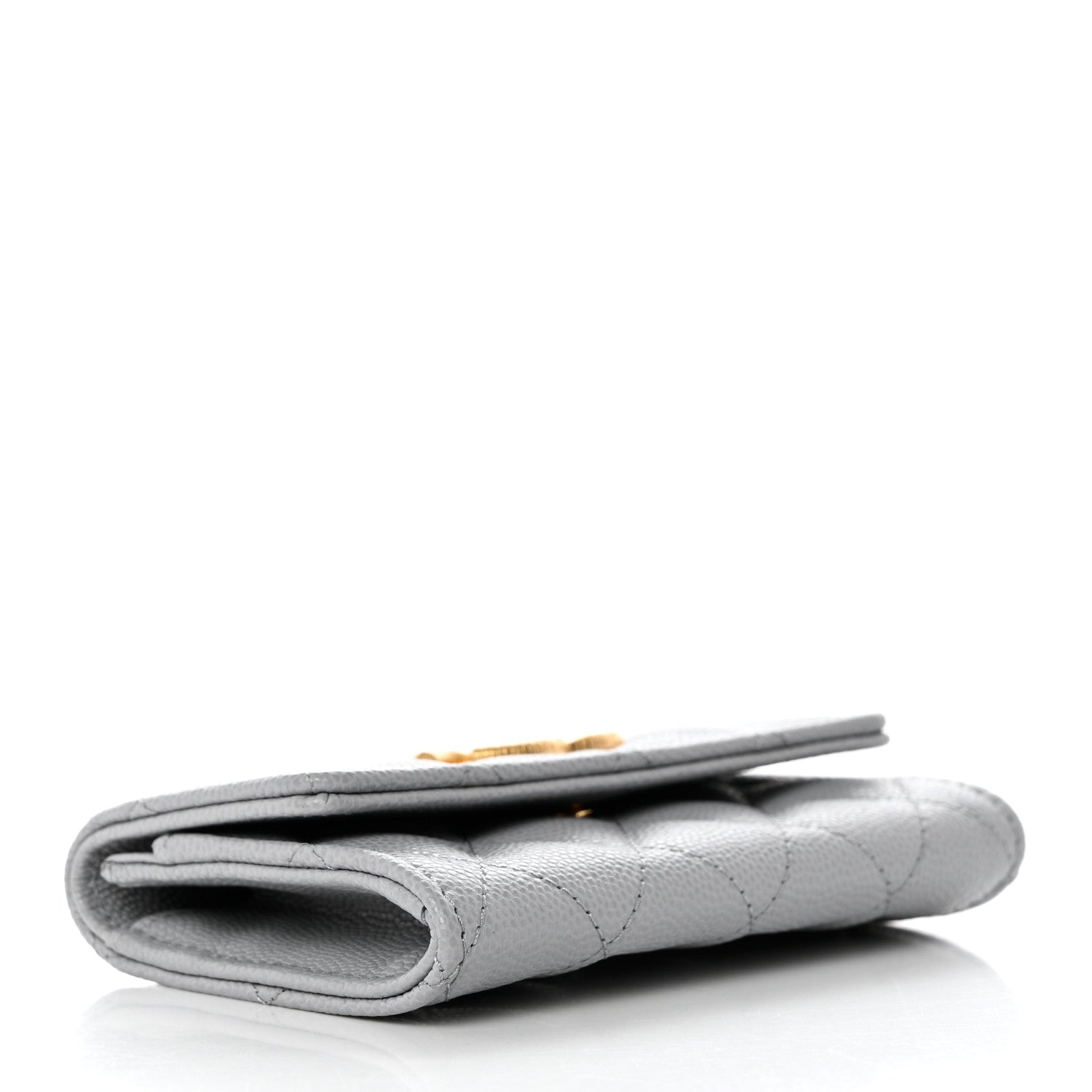 Chanel Caviar Quilted Textured CC Flap Card Holder Grey 4 of 9