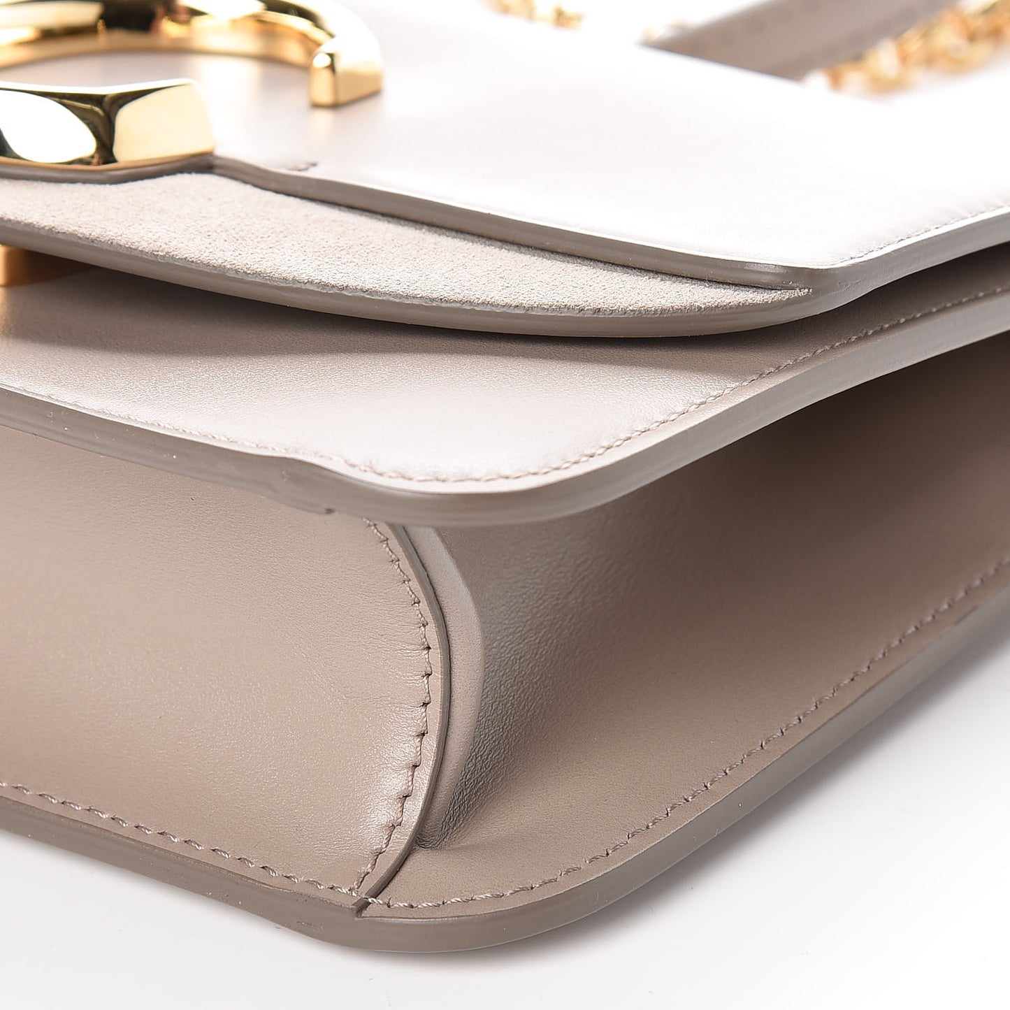 Calfskin Suede C Clutch With Chain Motty Grey