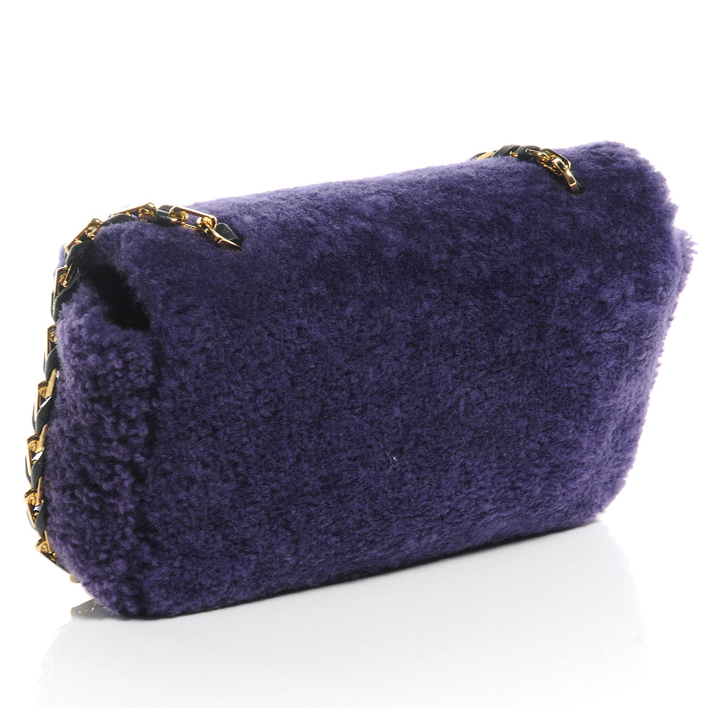 Shearling Nappa Mini Be Baguette Shoulder Bag Purple Black
