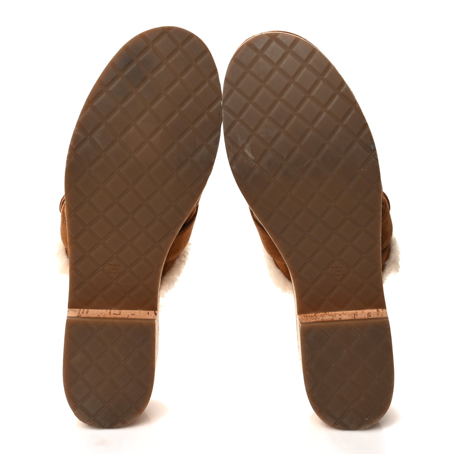 Suede Calfskin Shearling Turn Lock Clogs 41 Brown
