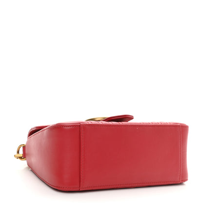 Gucci Calfskin Matelasse Mini GG Marmont Top Handle Shoulder Bag Hibiscus Red 4 of 12